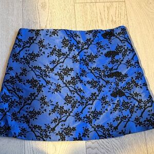 Zara Blue and Black Floral Mini Skirt